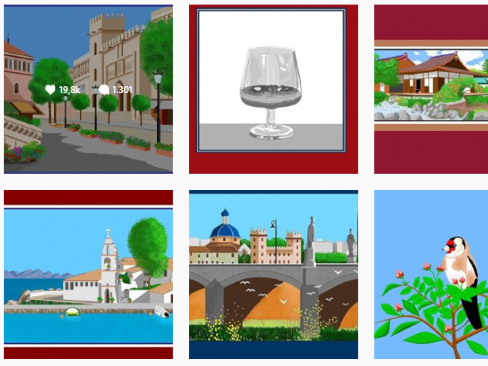 Algunas de las obras hechas con 'Paint' del Instagram de Concha García.