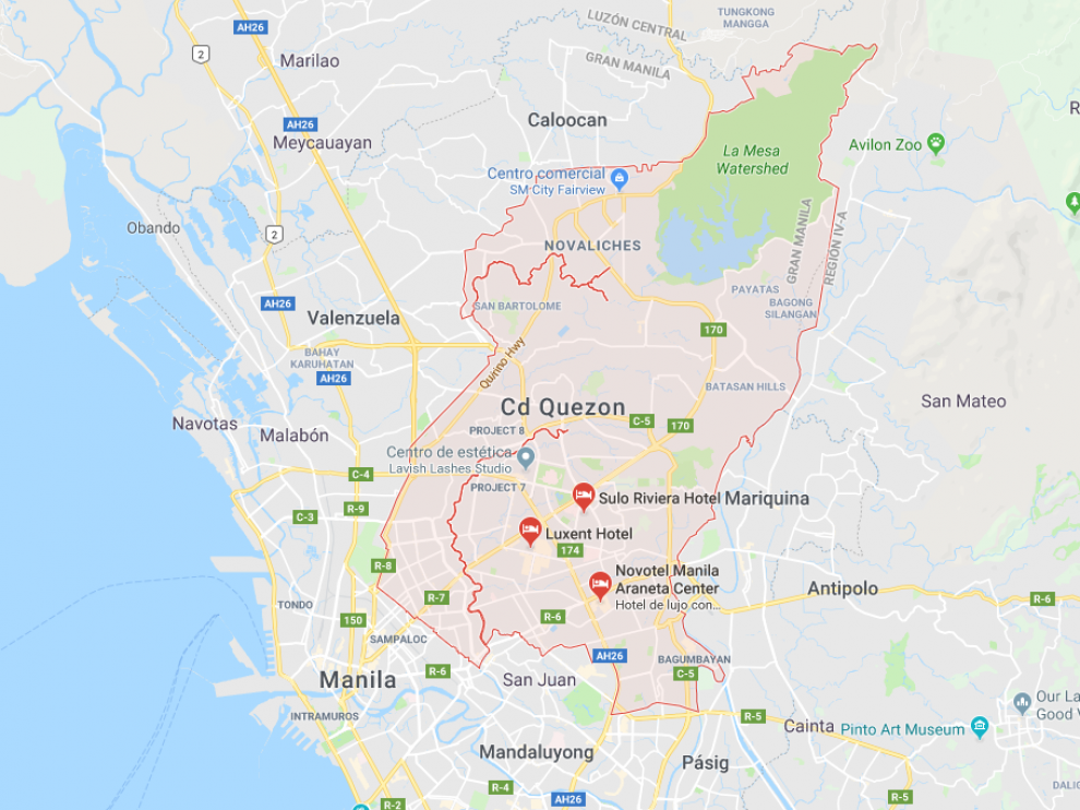 Ciudad Quezon en Filipinas, lugar del suceso