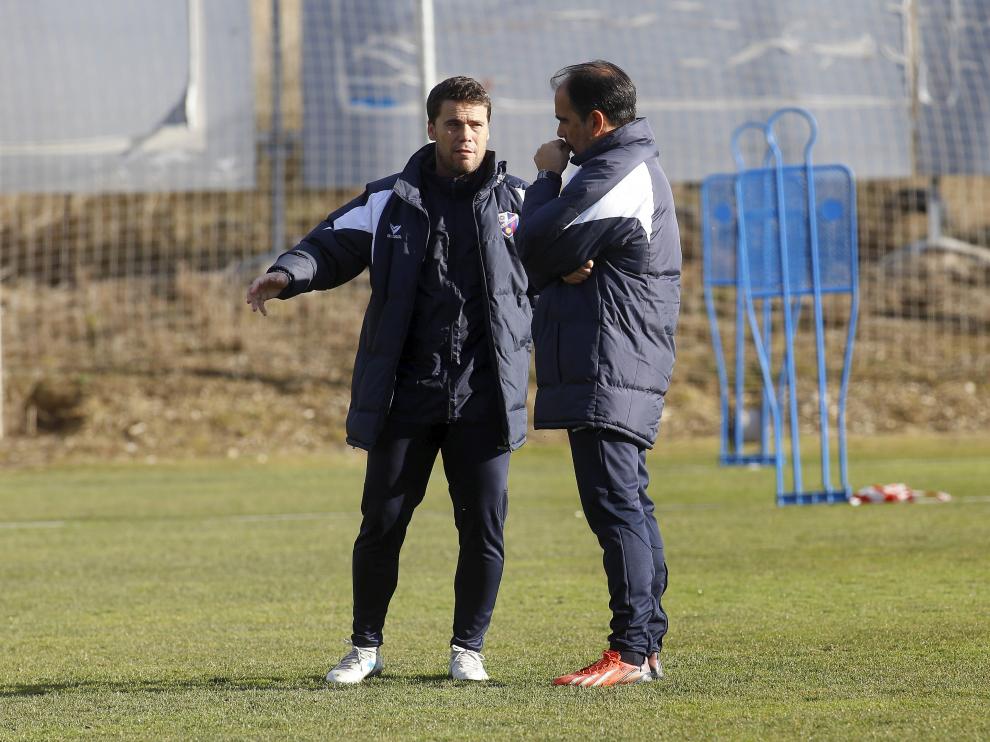 Joan Francesc Ferrer 'Rubi', en un entrenamiento junto a su segundo Jaume Torras.