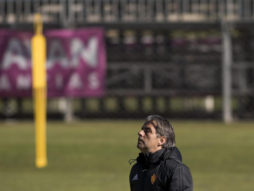 Natxo González, en un entrenamiento del Real Zaragoza.
