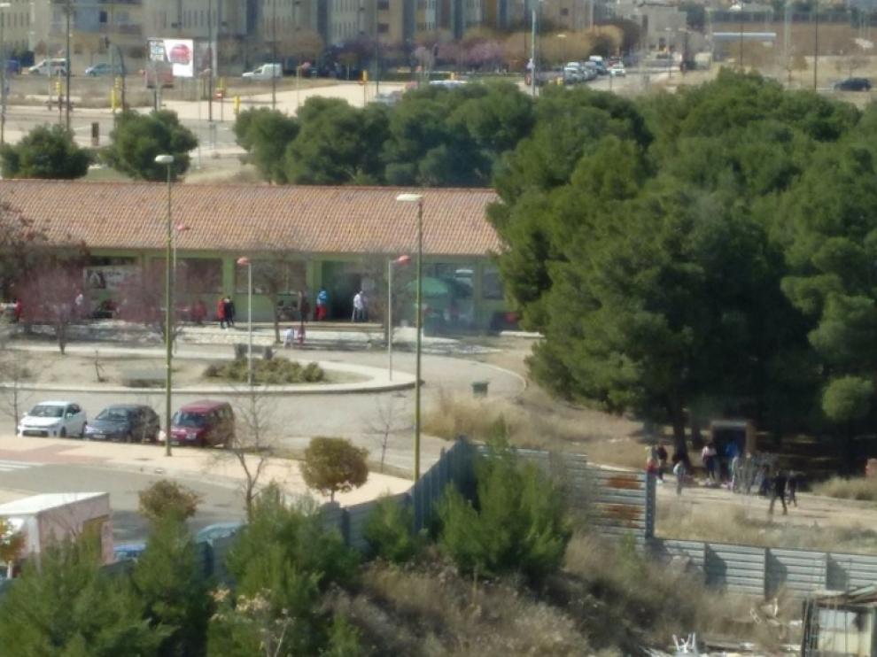 Realización de una barbacoa junto a los pinares de la plaza del centro vecinal de Valdespartera