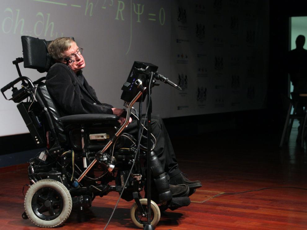 Stephen Hawking, en su silla, en una conferencia ofrecida en 2006 en Jerusalén