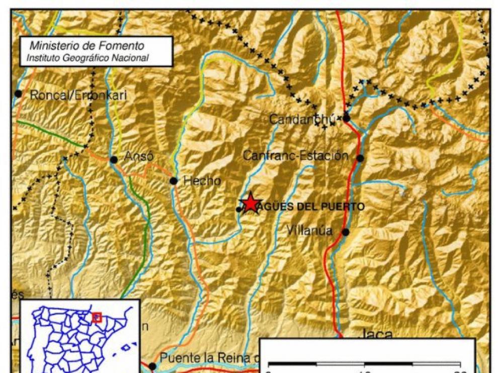 Localización del terremoto por parte del Instituto Geográfico Nacional.