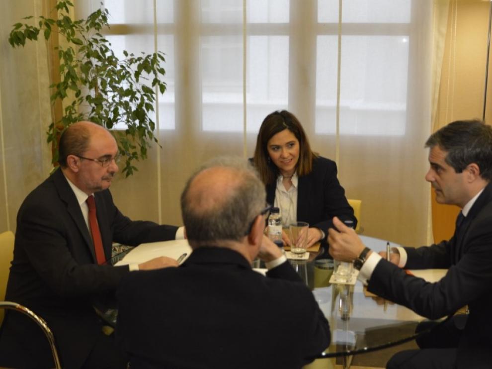 Susana Gaspar, Javier Martínez, Javier Lambán y Fernando Gimeno