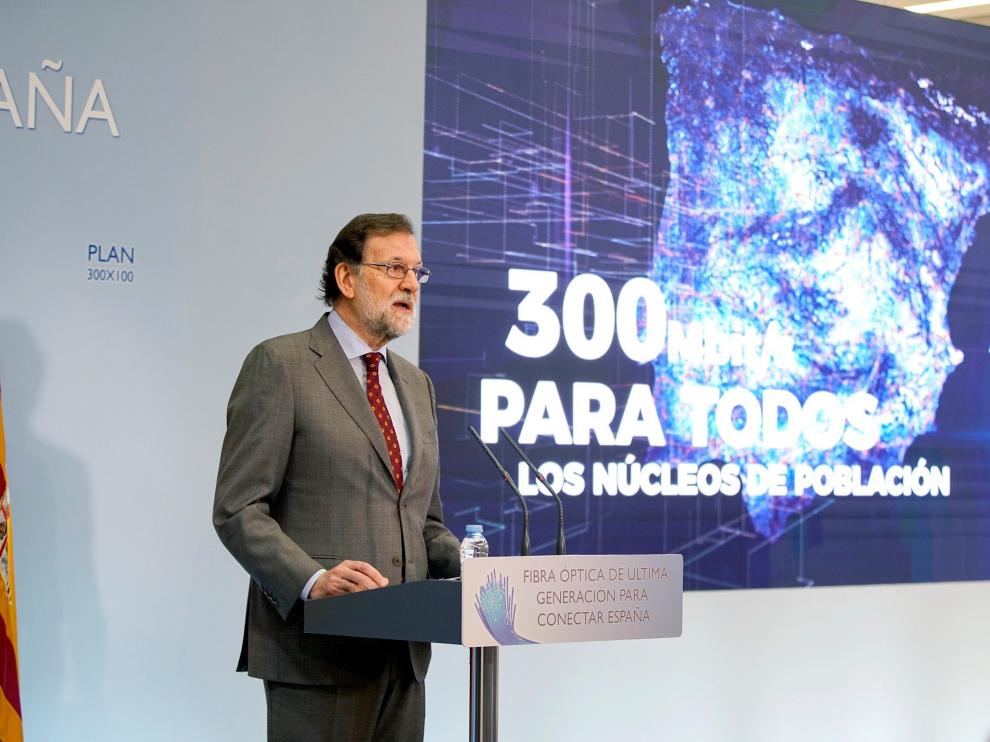 El presidente del Gobierno, Mariano Rajoy, presentó el nuevo Plan de Extensión de Fibra Óptica en Teruel