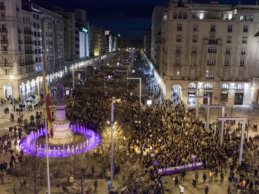 Multitudinaria e histórica manifestación celebrada en Zaragoza el pasado 8 de marzo, Dia Internacional de la Mujer.