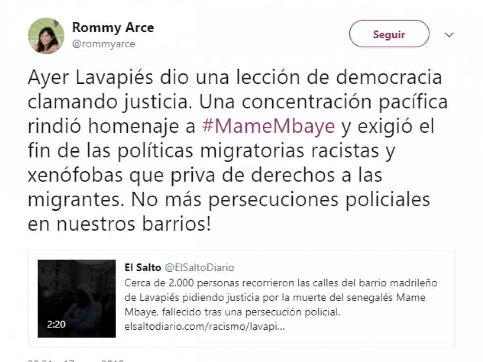 Uno de los mensajes denunciados por delito de odio.