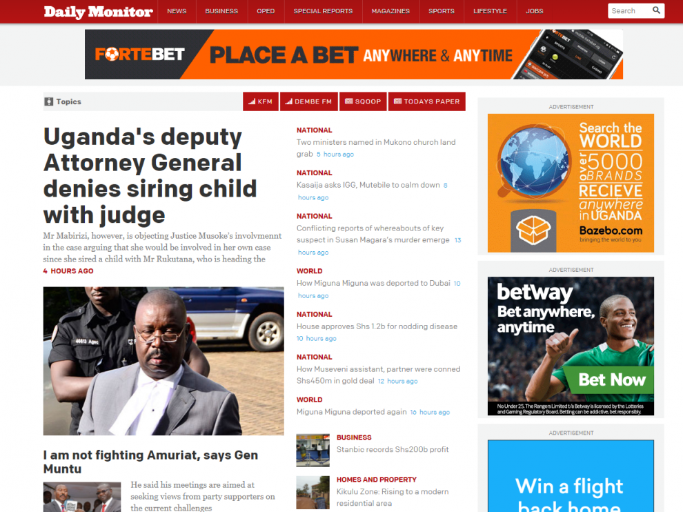 Edición digital del 'Daily Monitor'