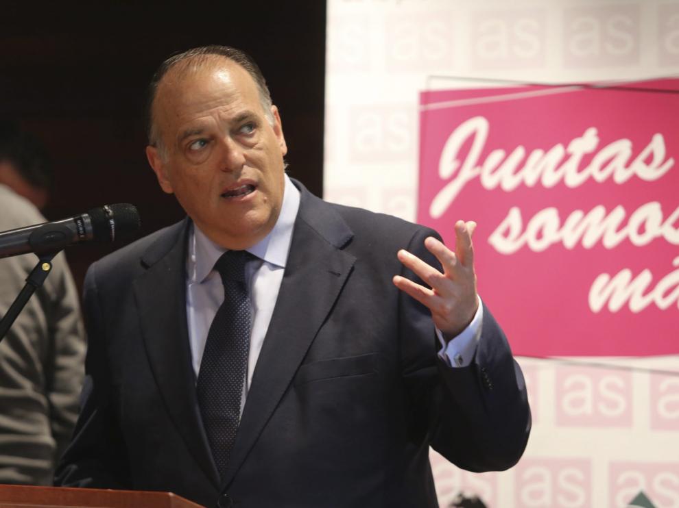 Javier Tebas durante su comparecencia