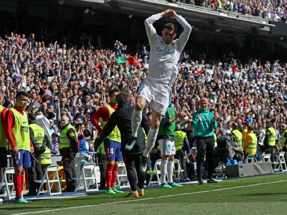 Cristiano Ronaldo celebra su gol al Atlético de Madrid.