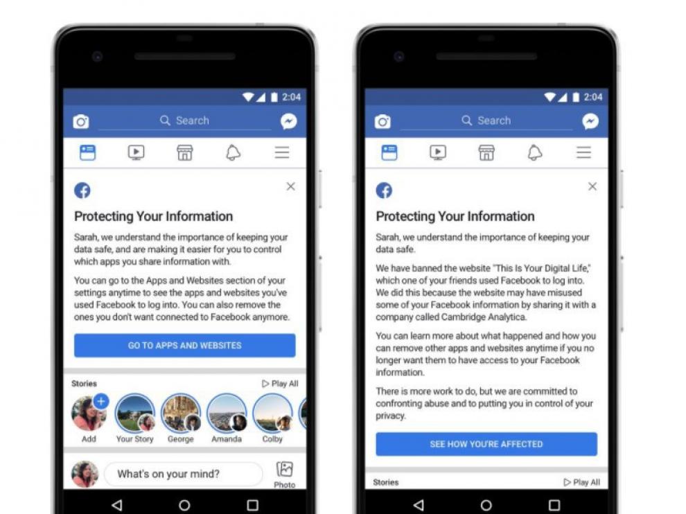 Los mensajes de Facebook sobre Cambridge Analytica