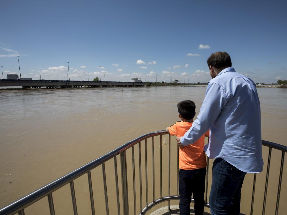 El Ebro, este sábado, a su paso bajo el puente de la Ronda Norte.