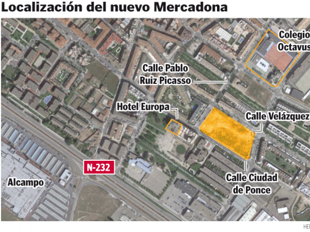 Ubicación de la futura tienda de Mercadona en Utebo