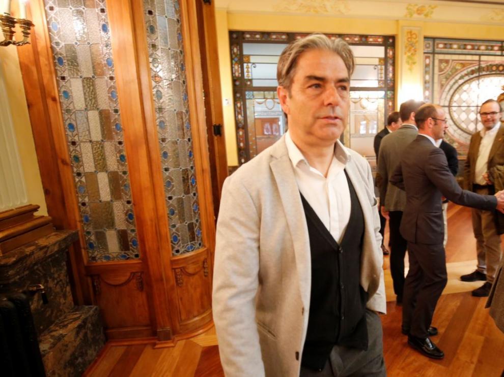 Natxo González, este martes en la sede zaragozana de Bantierra, donde participó en una charla-coloquio.