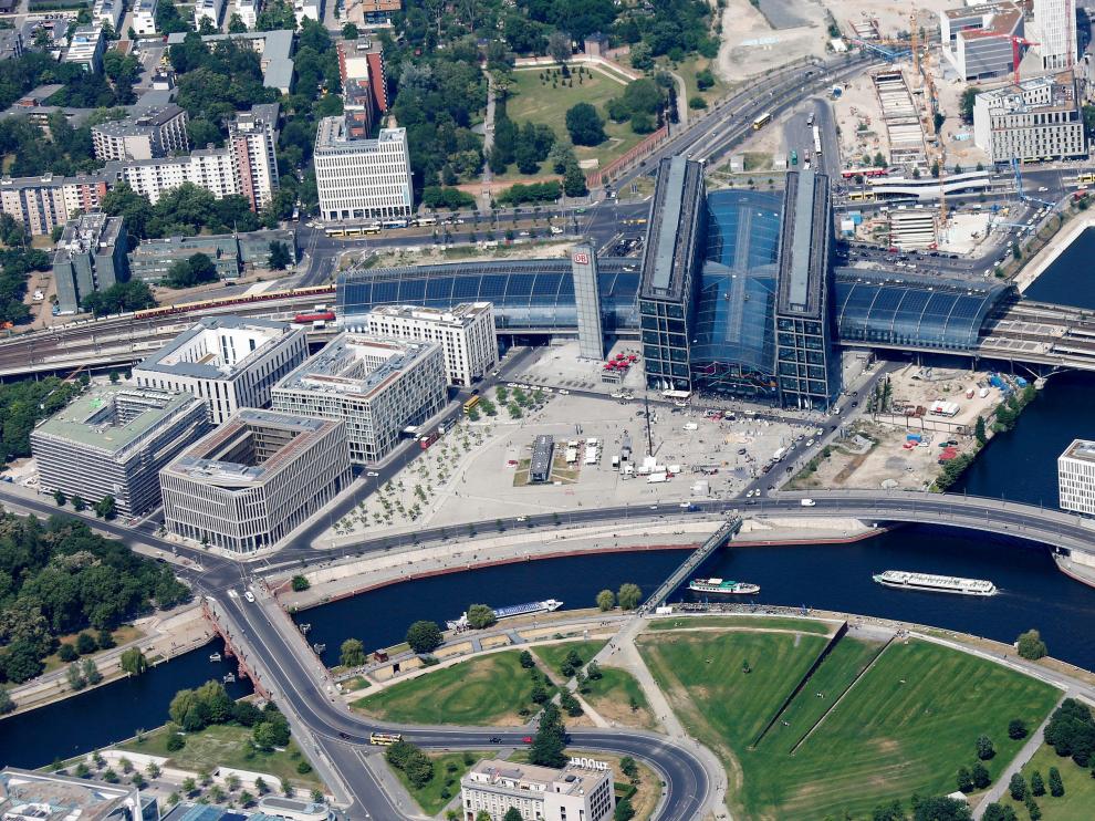 Vista aérea de la estación central de Berlín.