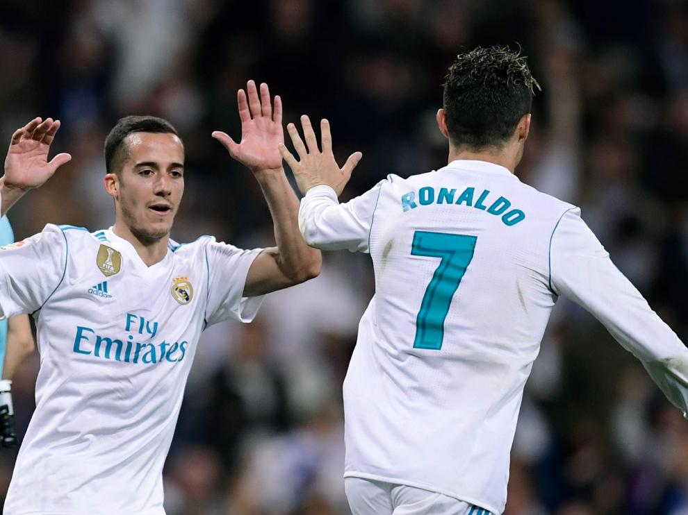 Cristiano y Lucas celebran el gol del empate.