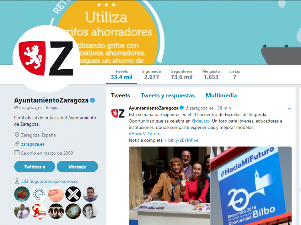 Perfil del Ayuntamiento en Twitter