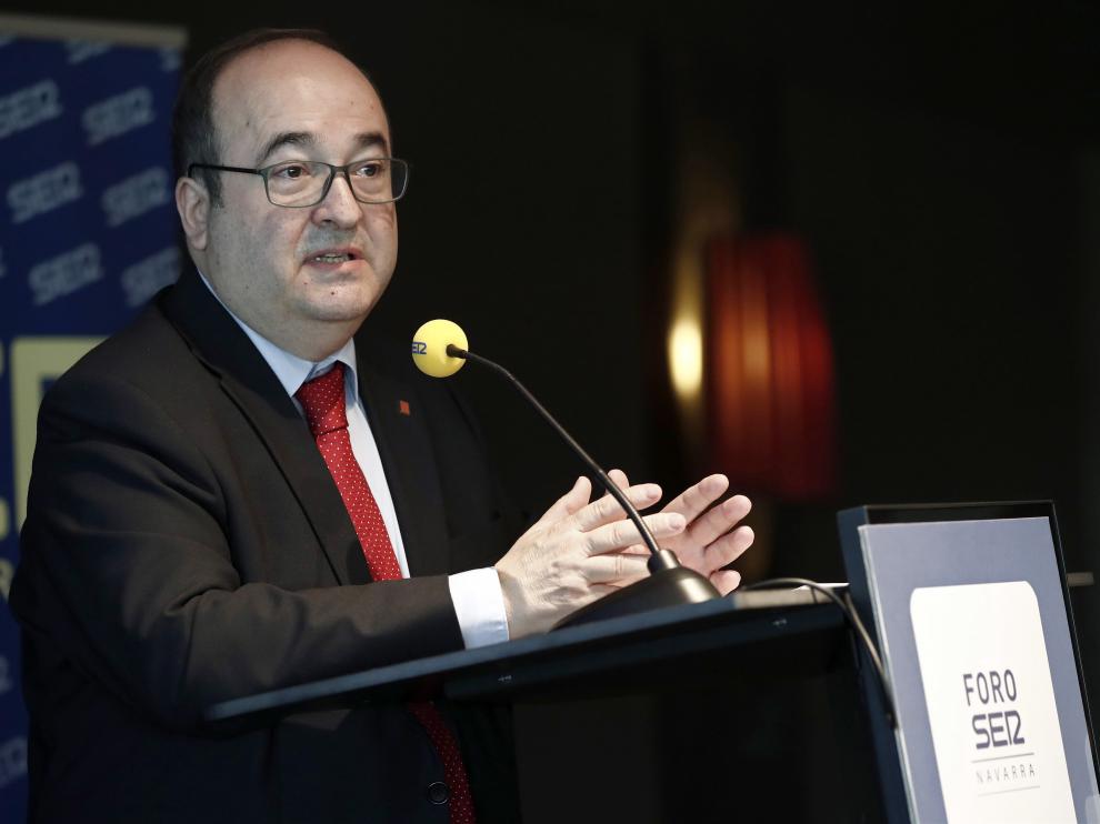 Miquel Iceta durante un acto celebrado este viernes en Navarra.