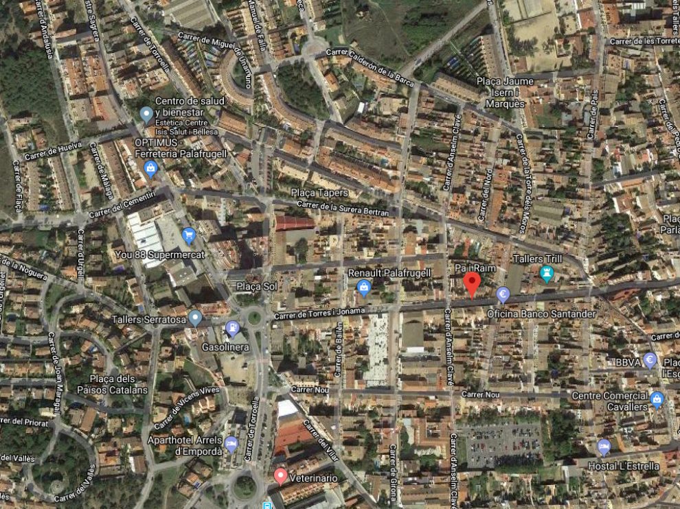 Calle, en Palafrugell, en la que tuvo lugar el incidente con la motosierra