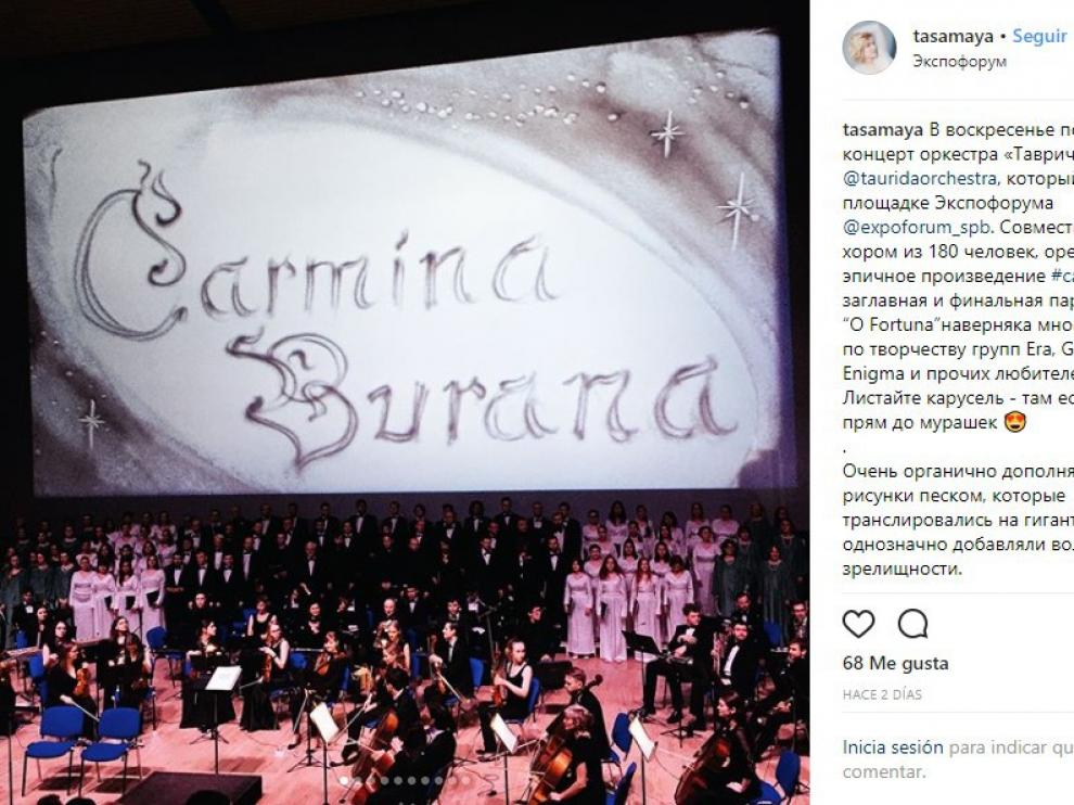 Los miembros de la Orquesta Sinfónica Internacional Tavrichesky interpretaron recientemente 'Carmina Burana' en el Expoforum de San Peterburgo.