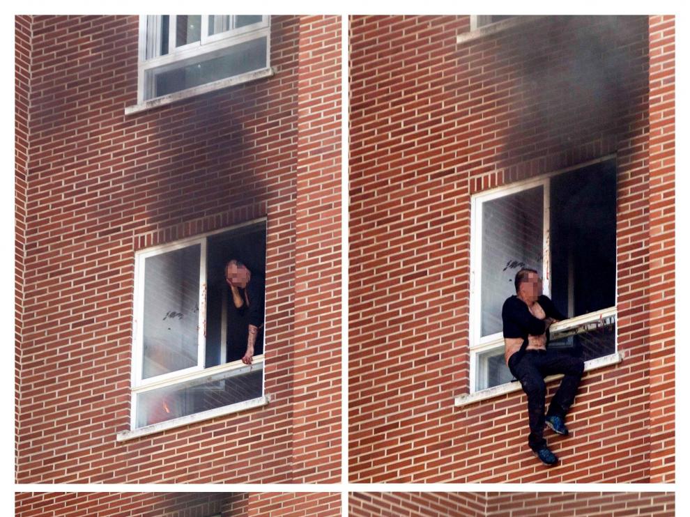El presunto agresor ha sido detenido tras prender fuego a la vivienda y saltar desde un octavo piso a una lona colocada por los bomberos.