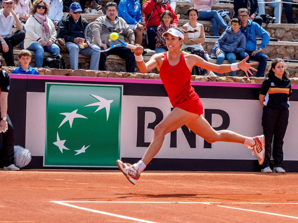 Muguruza en el encuentro de este sábado de la Copa Federación.