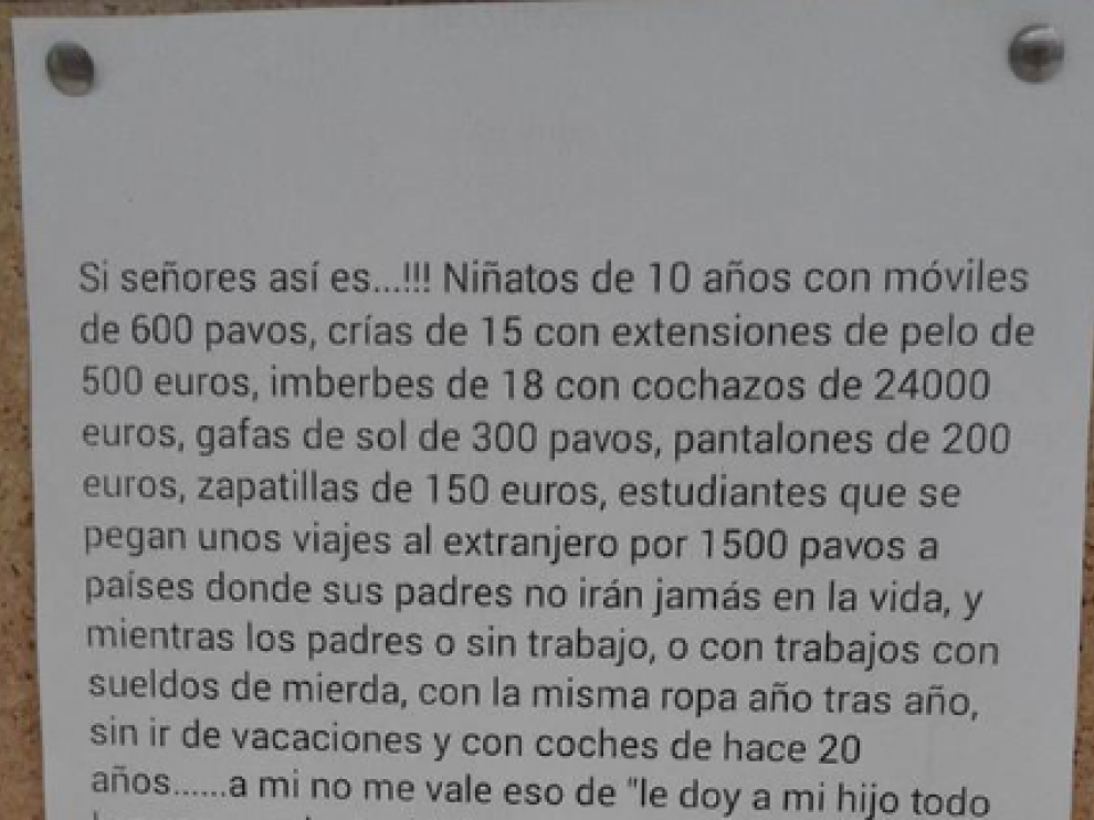 Mensaje colgado en el corcho de un ambulatorio de Seixo (Pontevedra) que se ha hecho viral.