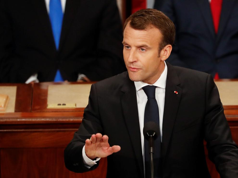 Emmanuel Macron, en el Congreso de Estados Unidos.