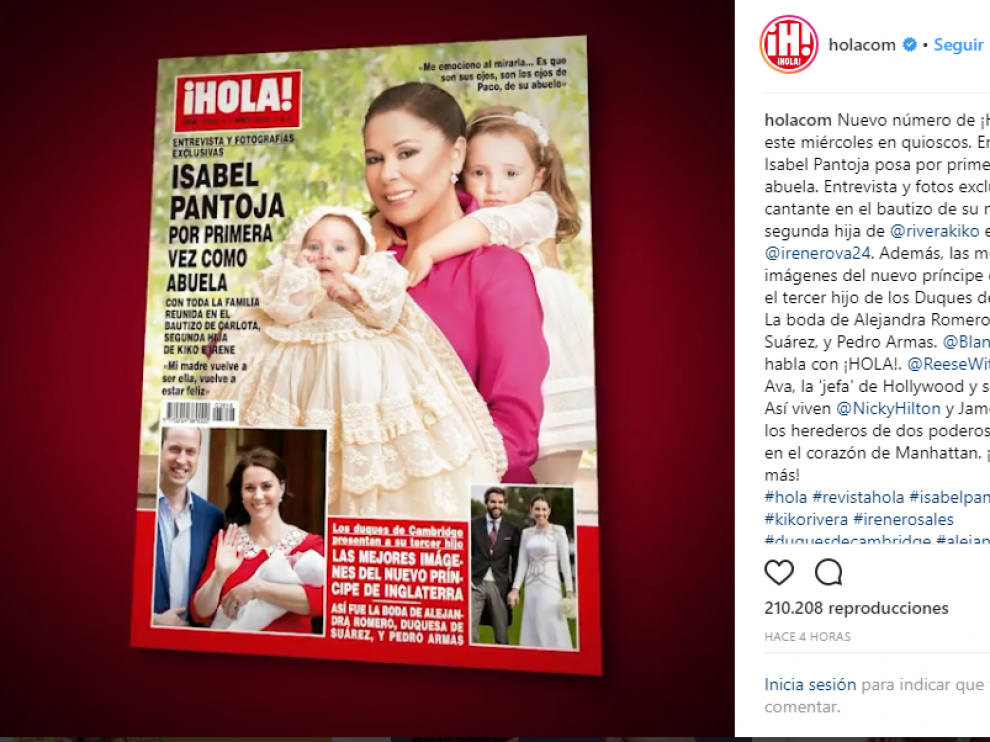 Portada de la revista 'Hola' donde la cantante posa en exclusiva con sus nietas.