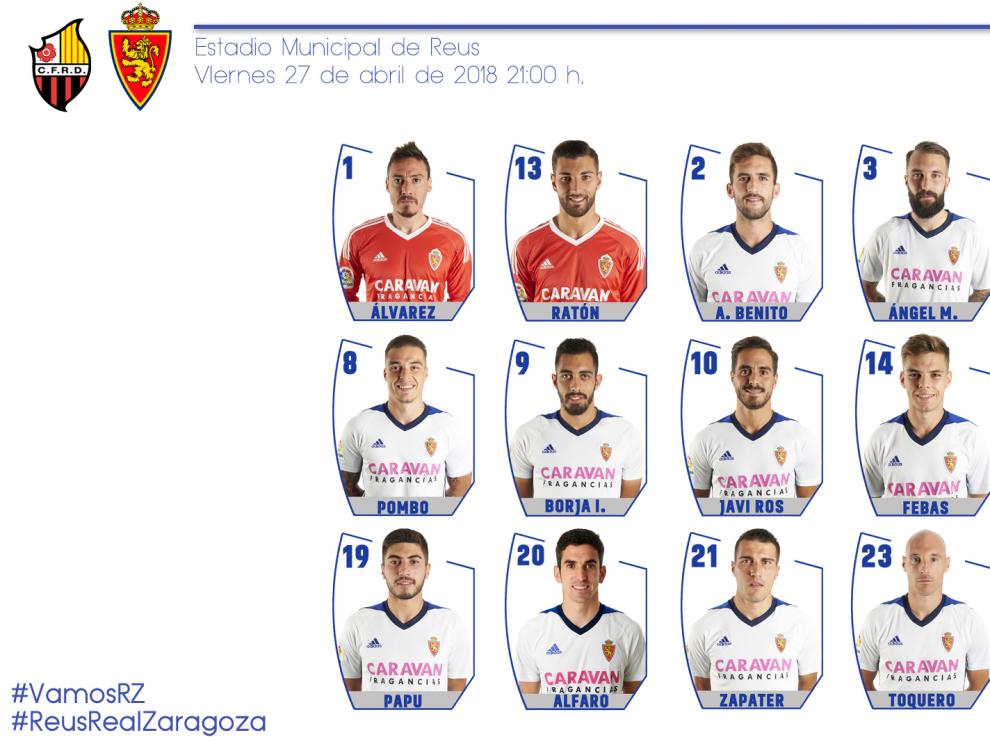 Lista de convocados para el desplazamiento a Reus.