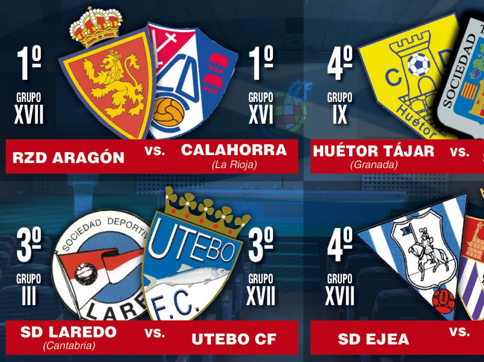 Emparejamientos de los cuatro equipos aragones