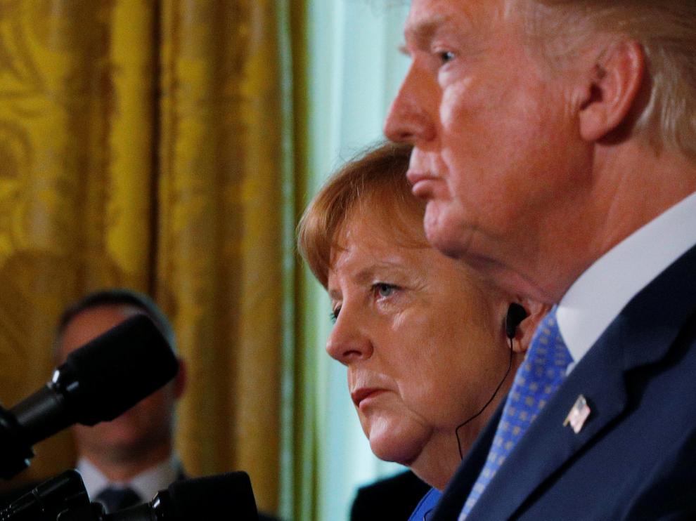 El presidente estadounidense y Angela Merkel.