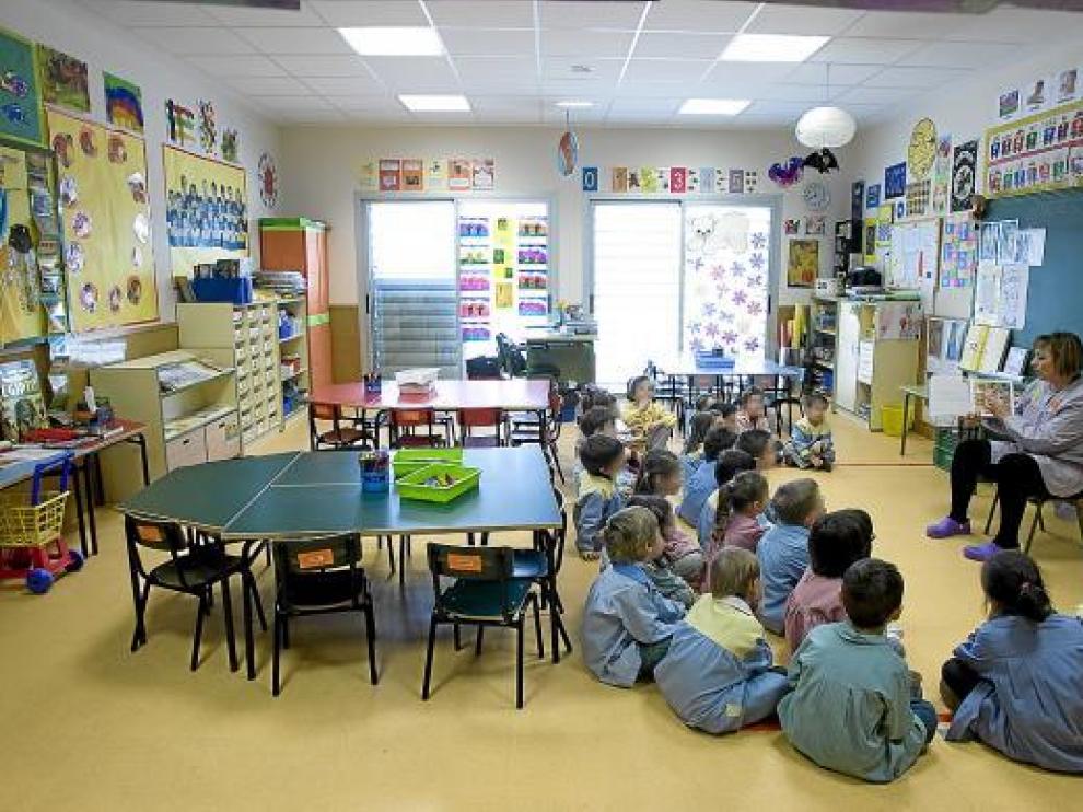 Un aula de infantil de un colegio zaragozano.