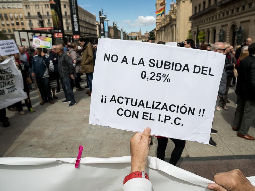 Protesta por las pensiones en Zaragoza en una imagen de archivo
