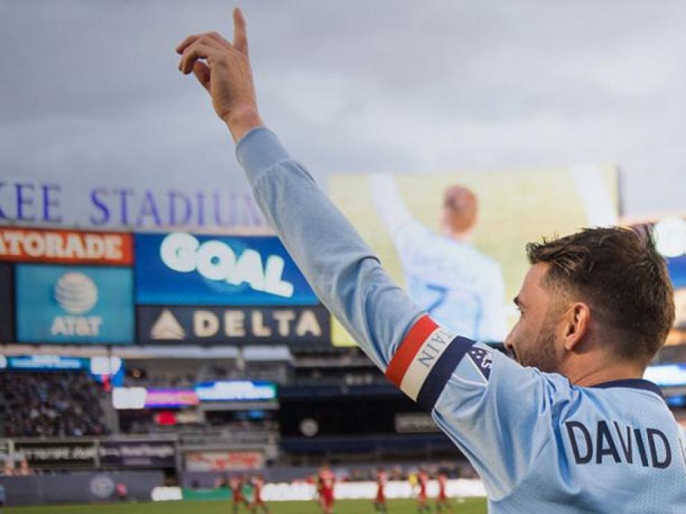 David Villa celebra el gol 400 con el New York City