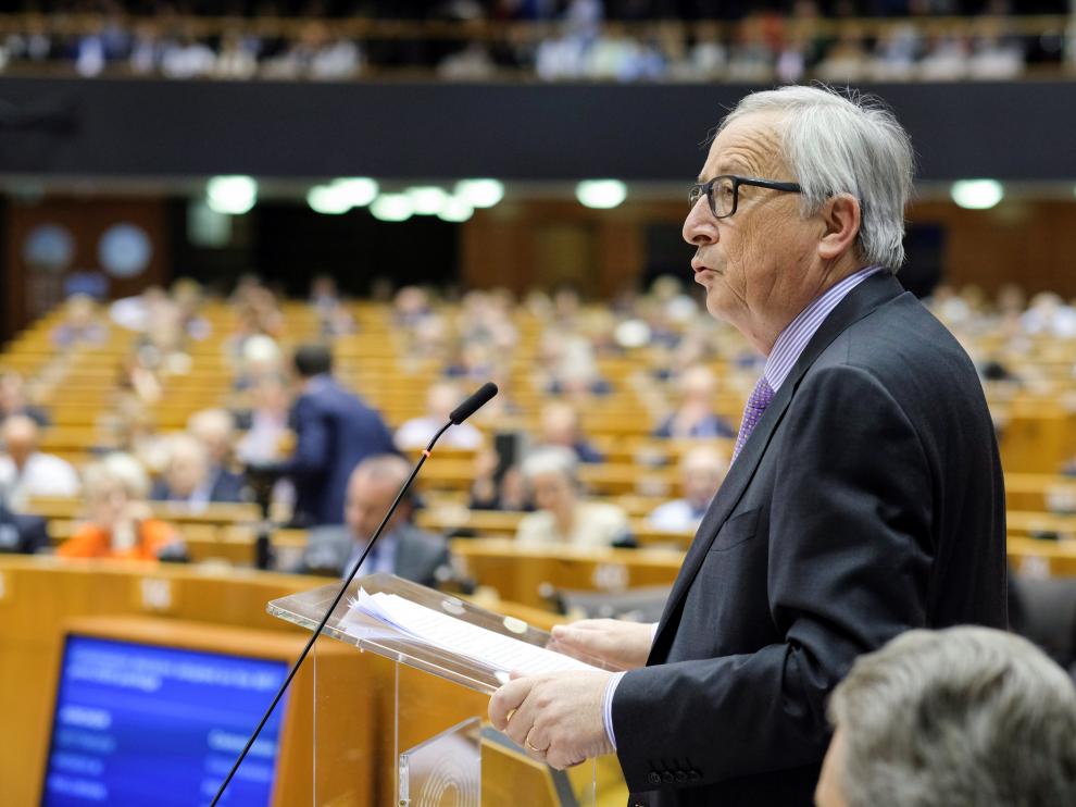 El presidente de la Comisión Europea, Jean Claude-Juncker, durante el pleno del Parlamento Europeo.