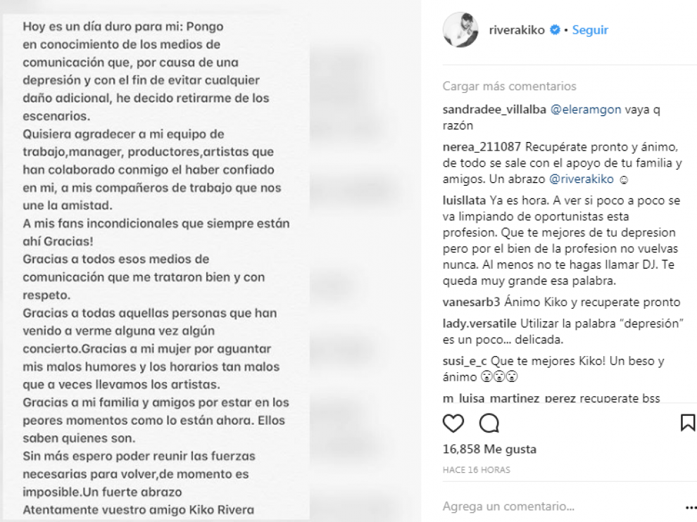 Kiko Rivera se retira de los escenarios a causa de una depresión
