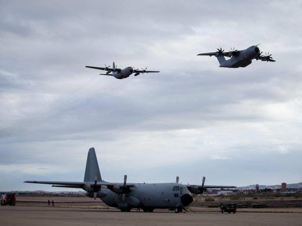 Llegada de un Airbus 400 a la Base Aérea de Zaragoza.