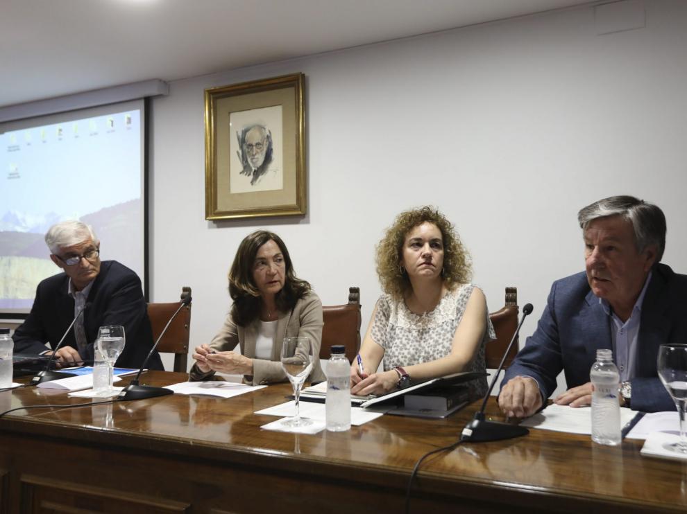 Andrés Fernández del Río (jefe provincial de Tráfico), Marta Ozcoidi (vocal de Formación de la Sociedad Española de Medicina de Tráfico), Blanca María Roche (fiscal delegada de Seguridad Vial en Huesca) y Esteban San Martín (vocal representante de Medicina Rural)