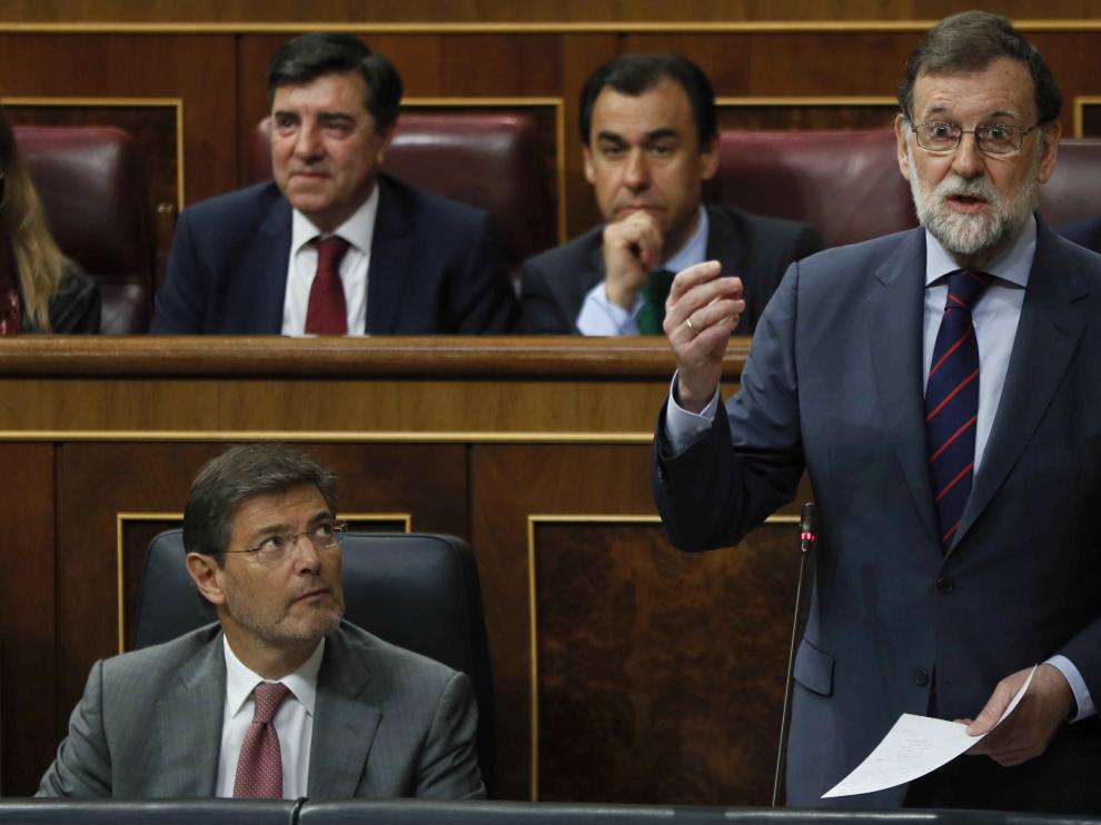 Mariano Rajoy en la sesión de control al Gobierno de este miércoles en el Congreso de los Diputados.