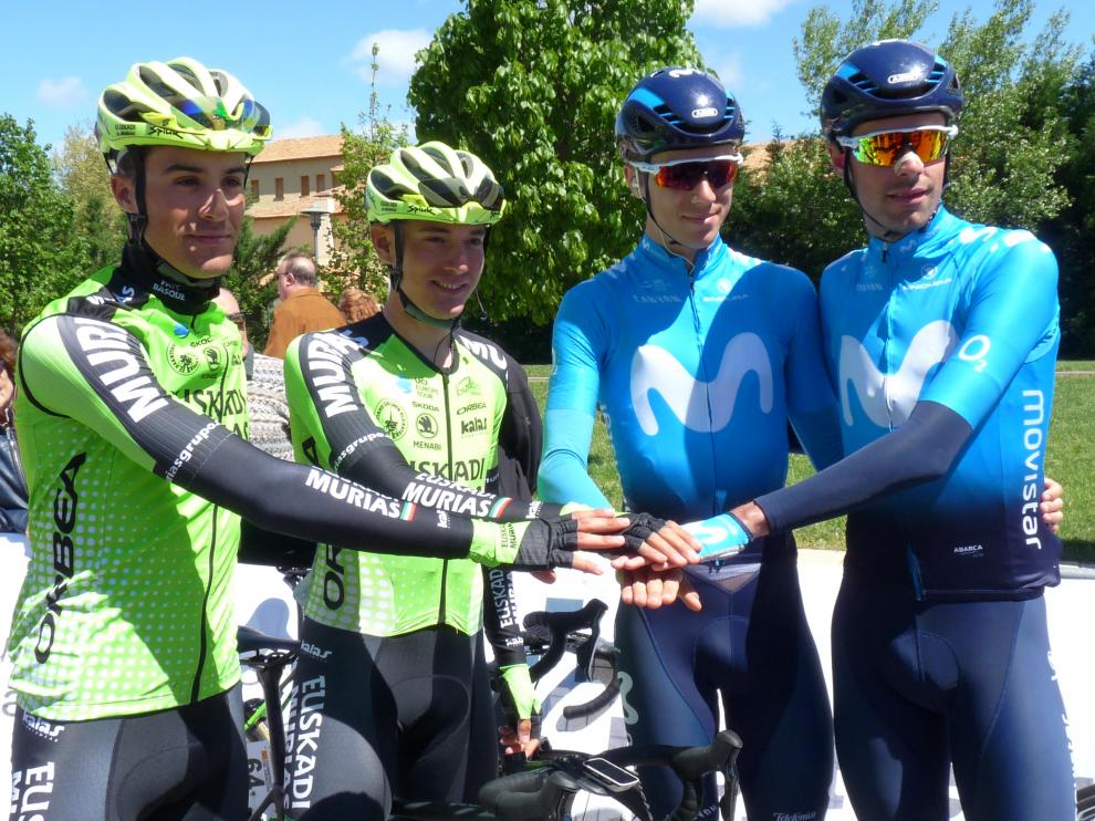 Sabiñánigo se vuelca con Jorge Arcas y Jaime Castrillo en la salida de la Vuelta Aragón