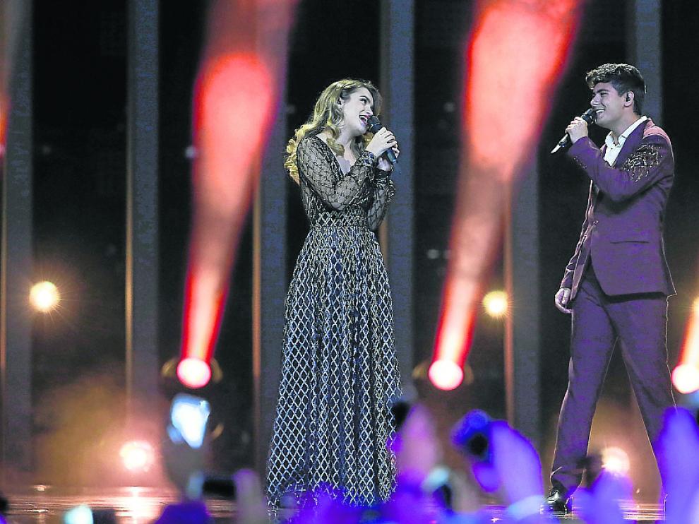 Amaia y Alfred durante la interpretación de 'Tu canción', que no fue bien valorada por el jurado.