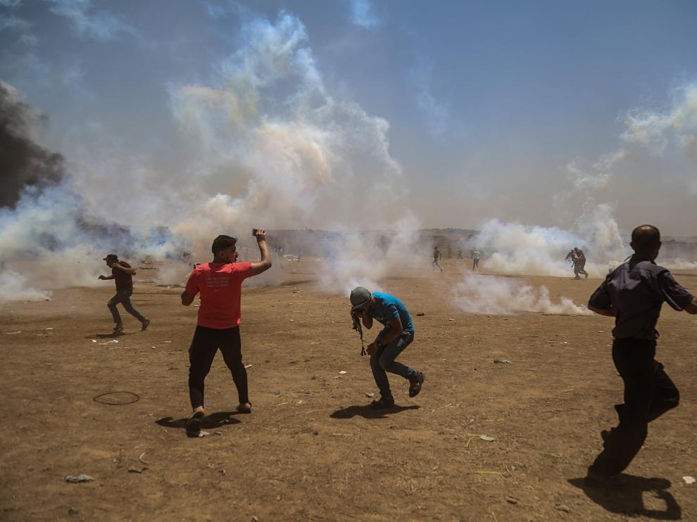Protestas en Gaza contra el traslado de la embajada de Estados Unidos a Jerusalén.