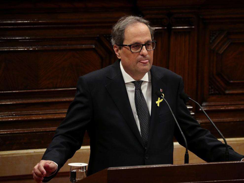Quim Torra, durante la sesión de investidura.