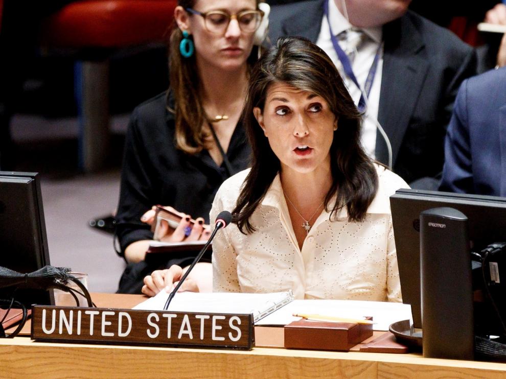 La embajadora de Estados Unidos ante la ONU, Nikky Haley,