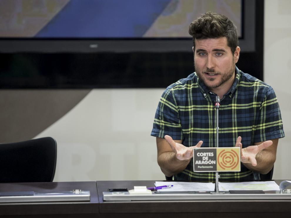Nacho Escartín, secretario general de Podemos Aragón, este miércoles.