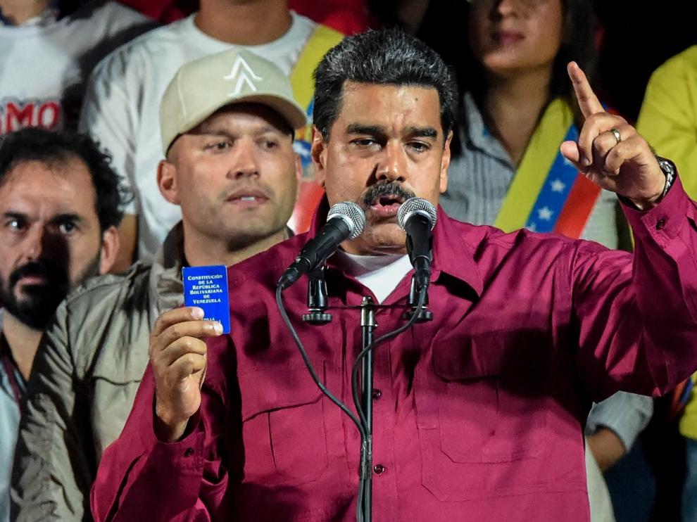 El presidente Nicolás Maduro anuncia los resultados de estos comicios.