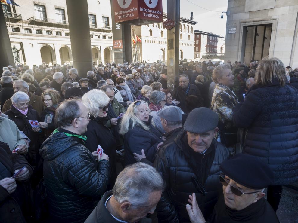 Protesta de jubilados en defensa del sistema público de pensiones en enero en Zaragoza