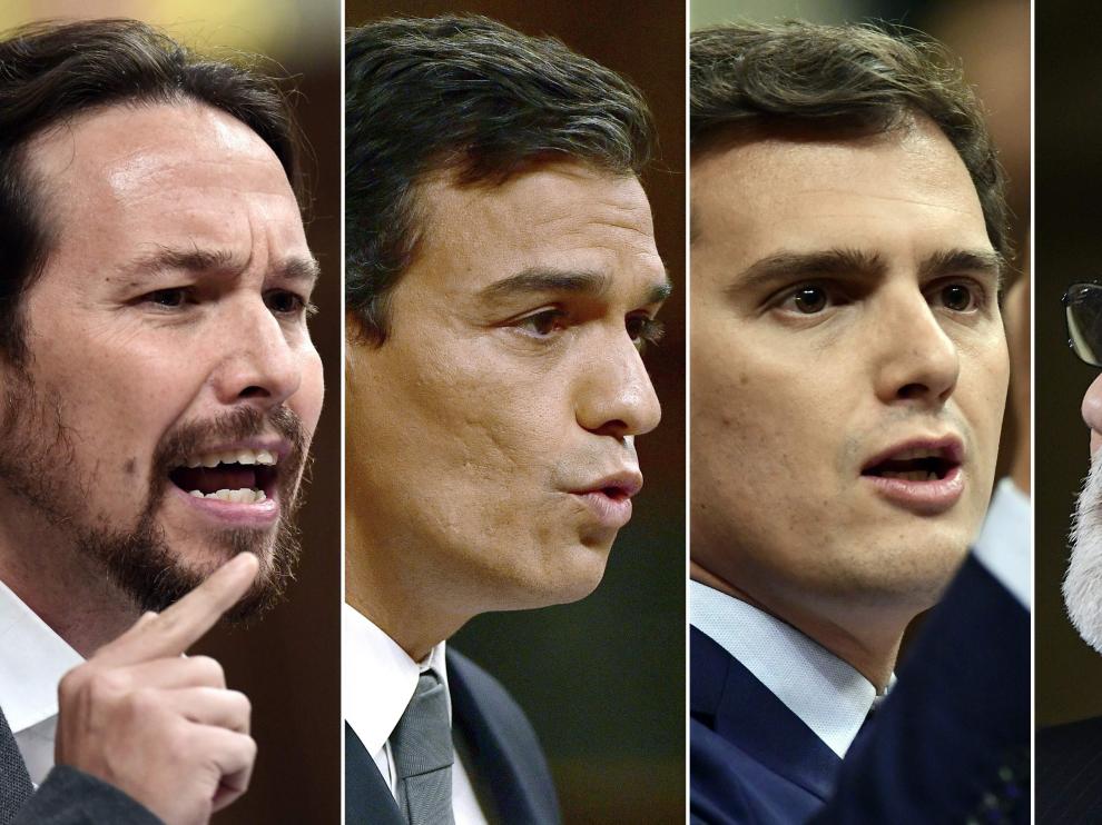 Pablo Iglesias, Pedro Sánchez, Albert Rivera y Mariano Rajoy