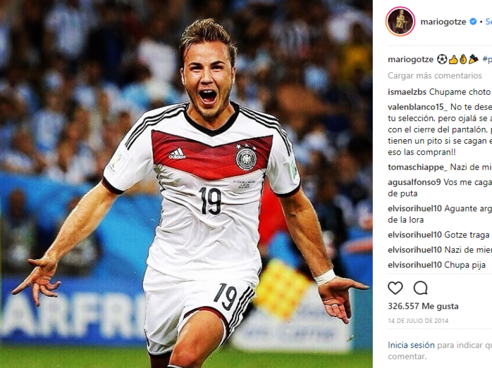 El alemán Mario Gotze celebra el gol que convirtió a Alemania en campeona del mundo frente a Argentina en Brasil 2014.